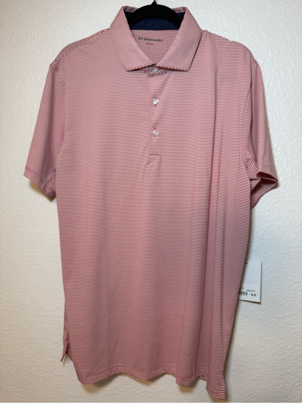 Saint Bernard  Men's Rosewood/Snow Micro-Stripe Polo